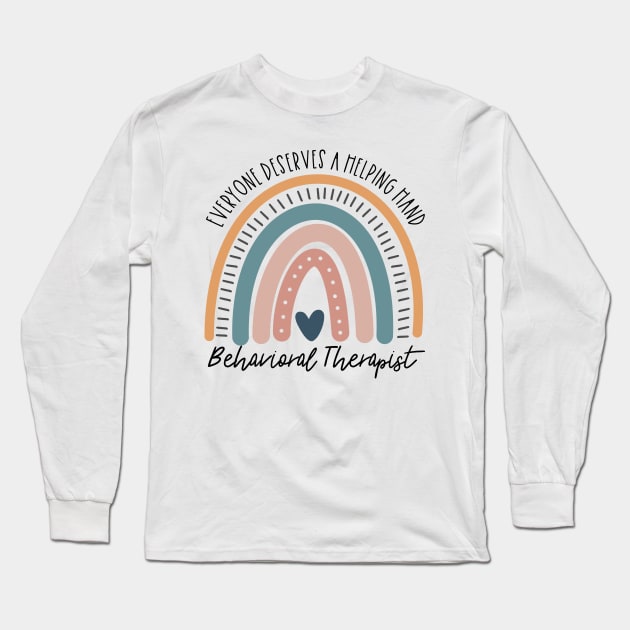 Behavioral Therapist Boho Rainbow Long Sleeve T-Shirt by IndigoPine